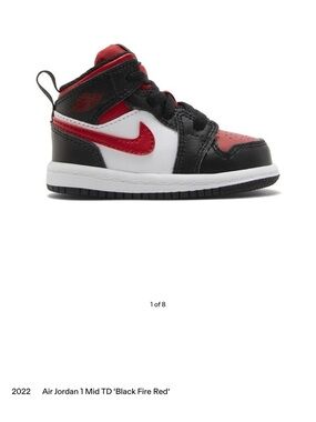 Nike Air Jordan 1 Mid TD Kids 'Black/Fire Red' Infant Sneaker